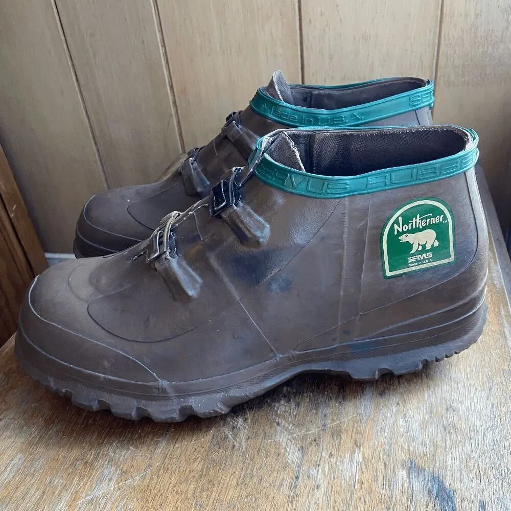 VTG Servus Northerner Rubber Boots USA Buckle Galosh Overshoe Chunky